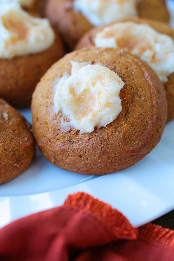 pumpkin cookies with cream cheese center