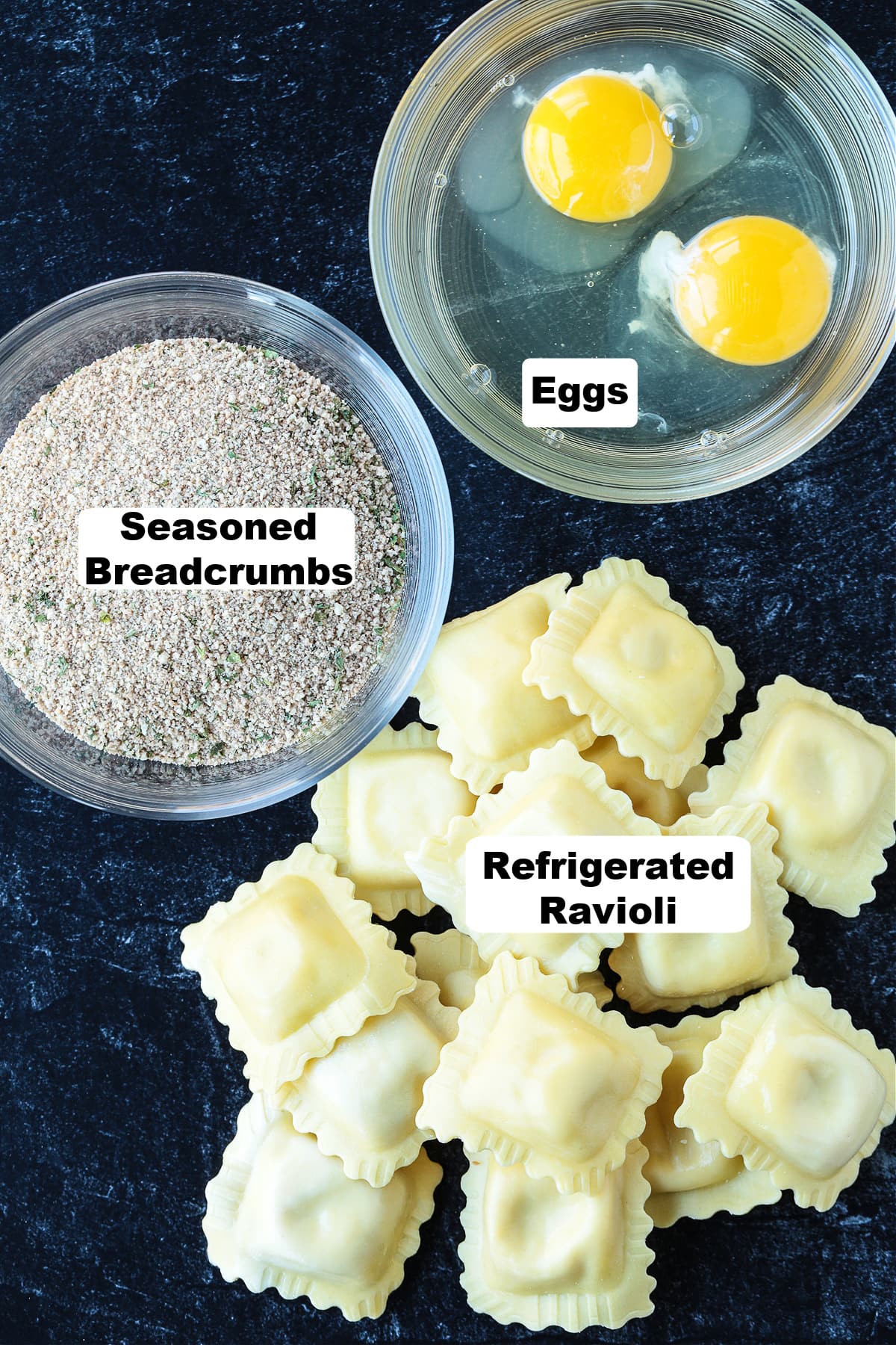 ingredients for making fried ravioli