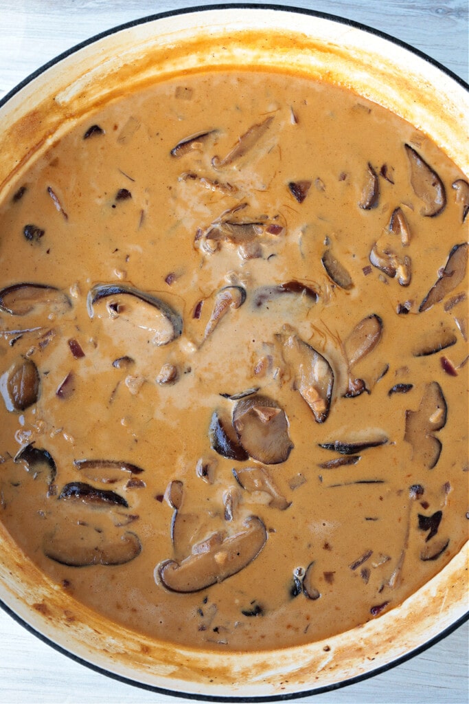 mushrooms in creamy madeira wine sauce