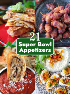 collage with 21 super bowl appetizers
