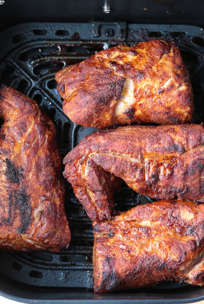 cooked pork tenderloin in an air fryer