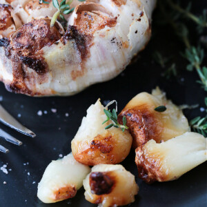 air fryer roasted garlic bulbs squeezed out