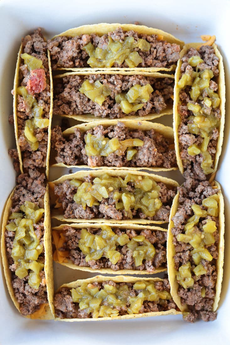 ground beef tacos with green chilis