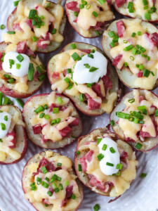 small red potatoes stuffed with leftover corned beef and cheese