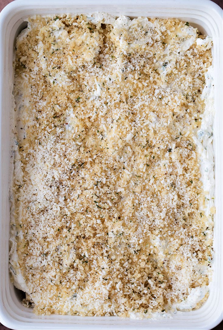 artichoke casserole with breadcrumb topping