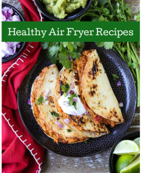 image of tacos with healthy air fryer recipes banner