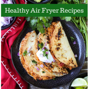 image of tacos with healthy air fryer recipes banner