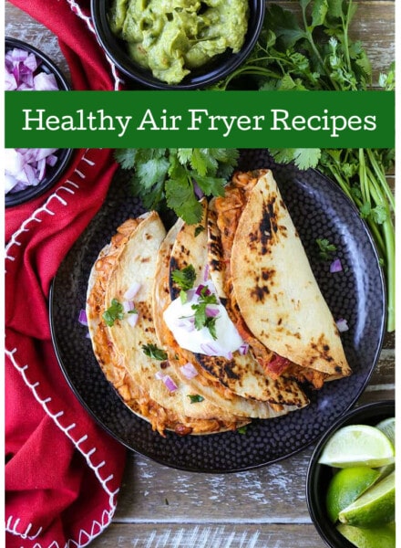 image of tacos with healthy air fryer recipes banner