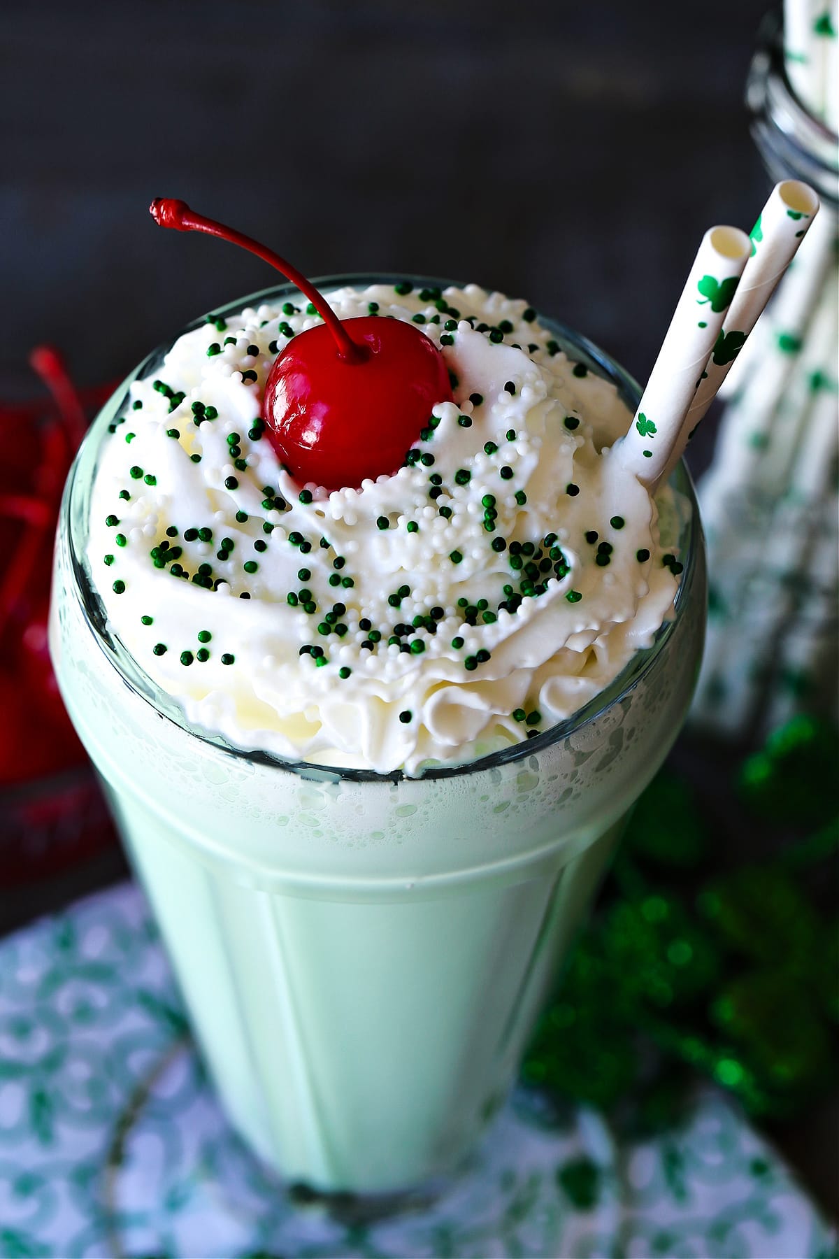 shamrock shake recipe with whipped cream and cherry