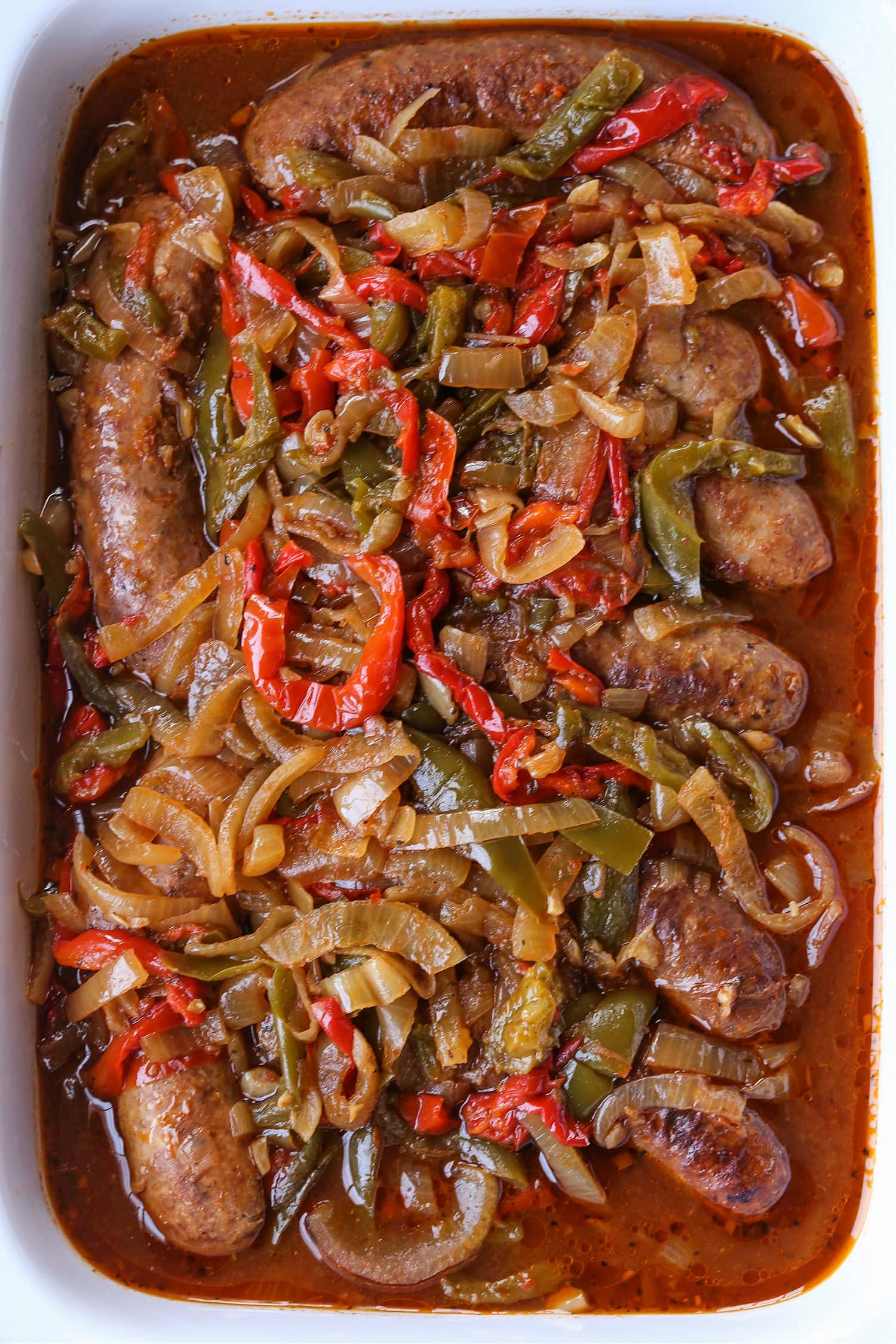 sausage and peppers in a slow cooker