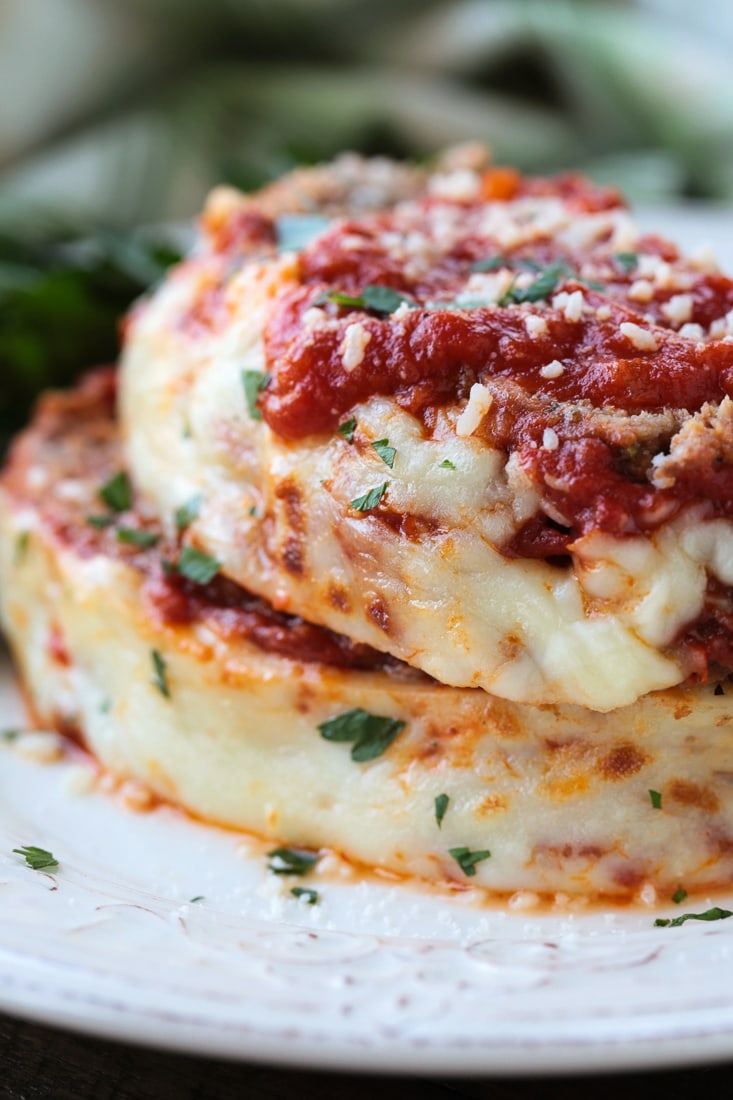 sliced Italian meatloaf on a plate