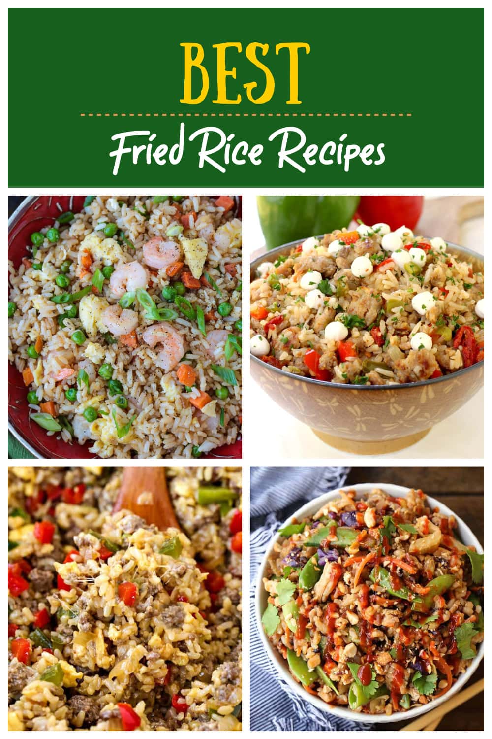 collage of fried rice recipes