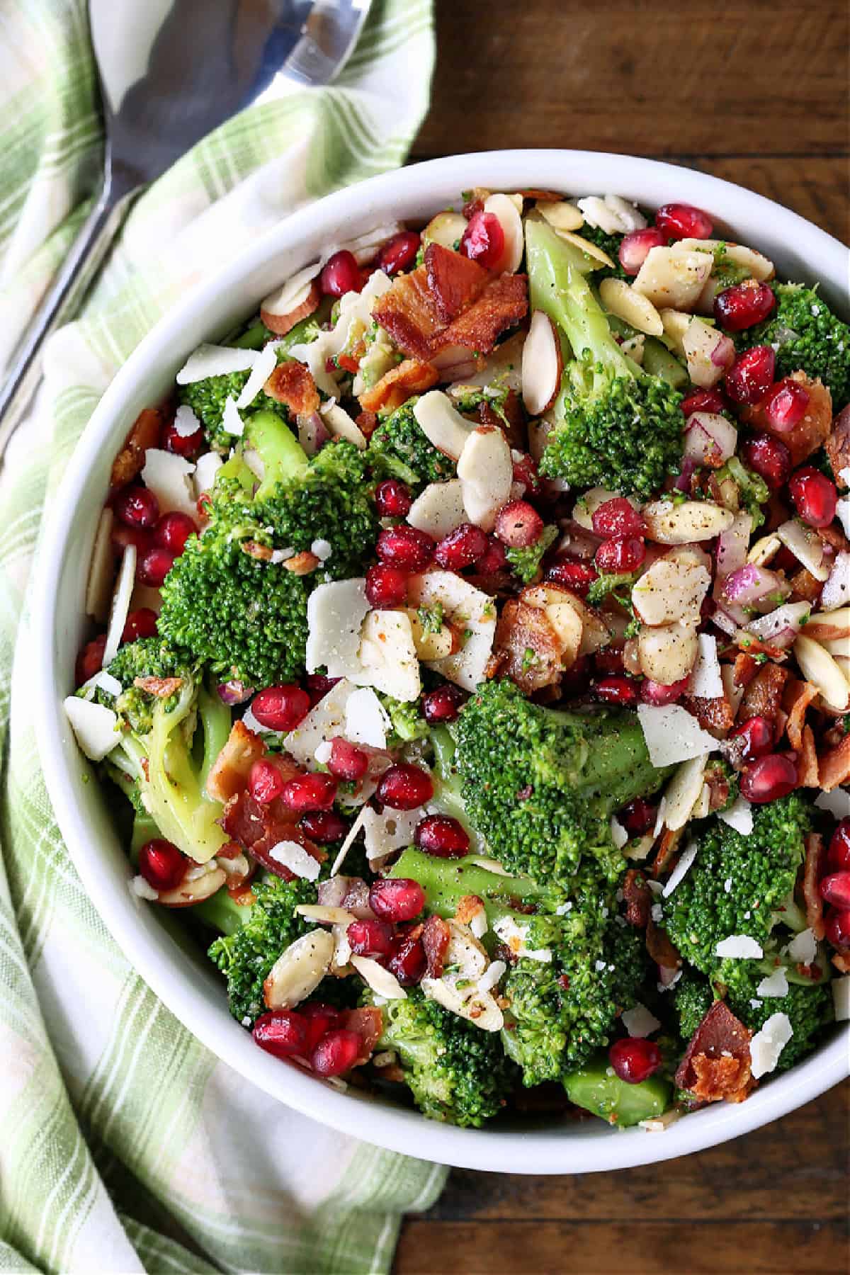 bowl with broccoli salad and napkin on the side