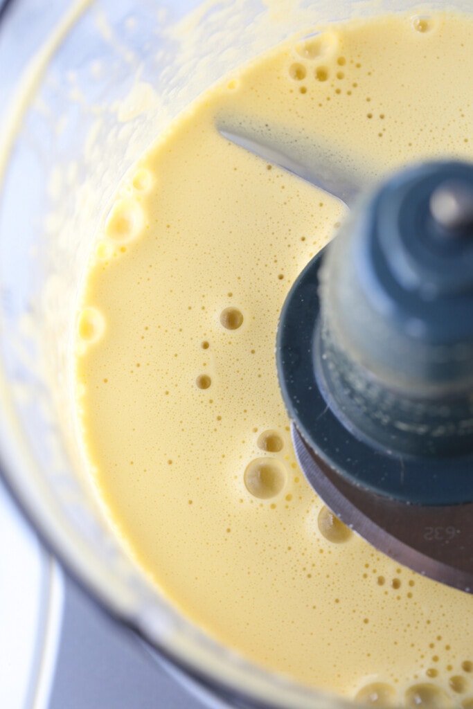 egg yolks whipped with lemon juice in food processor