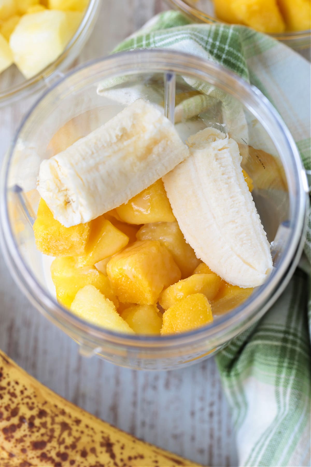 fruit in a blender for making a smoothie