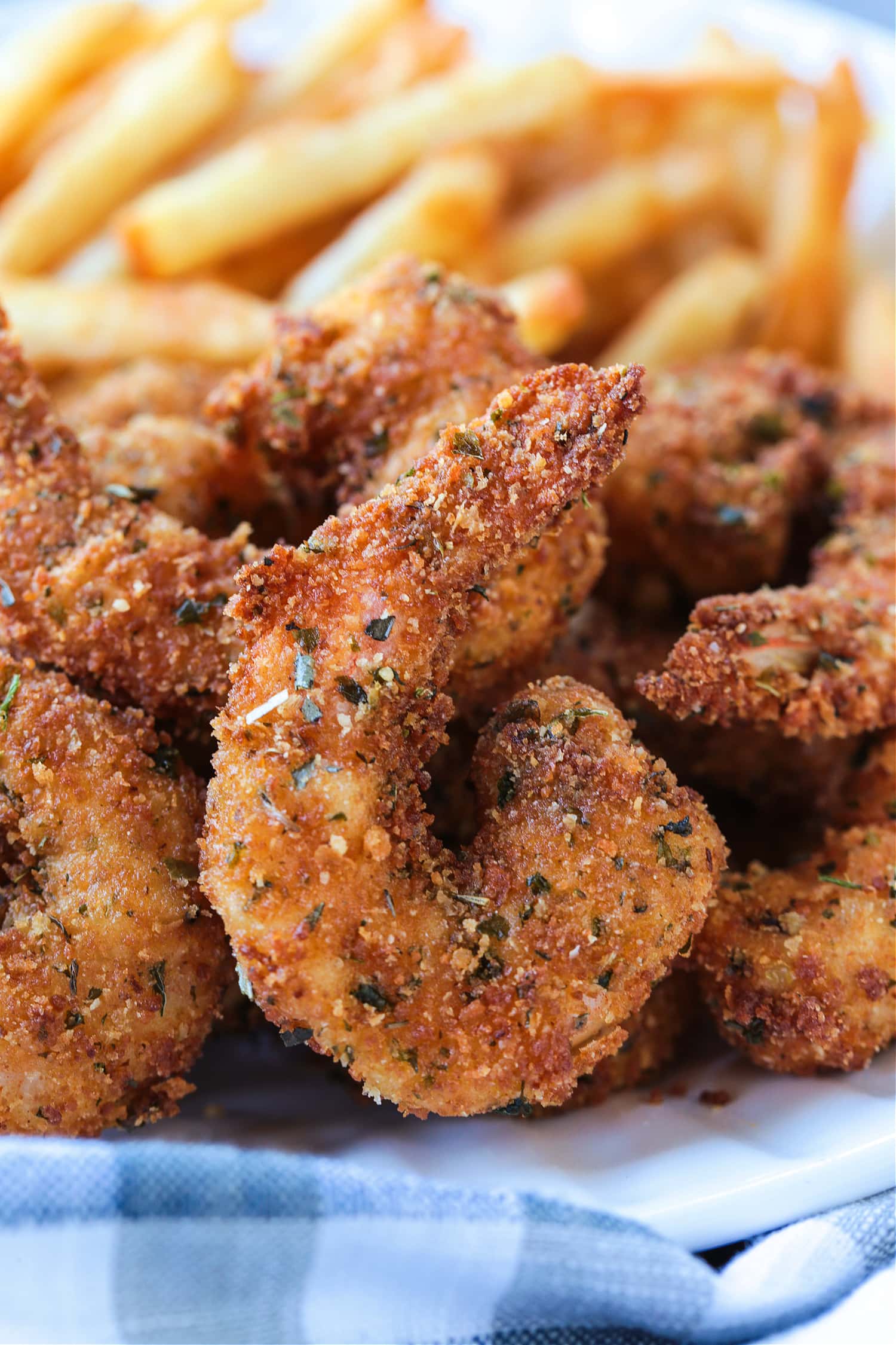 close up of breaded shrimp