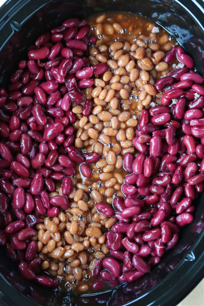 beans in a black slow cooker