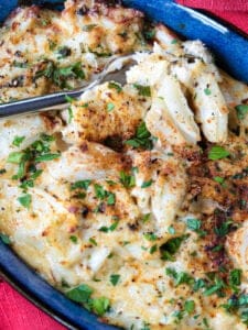 crab recipe in dish with spoon