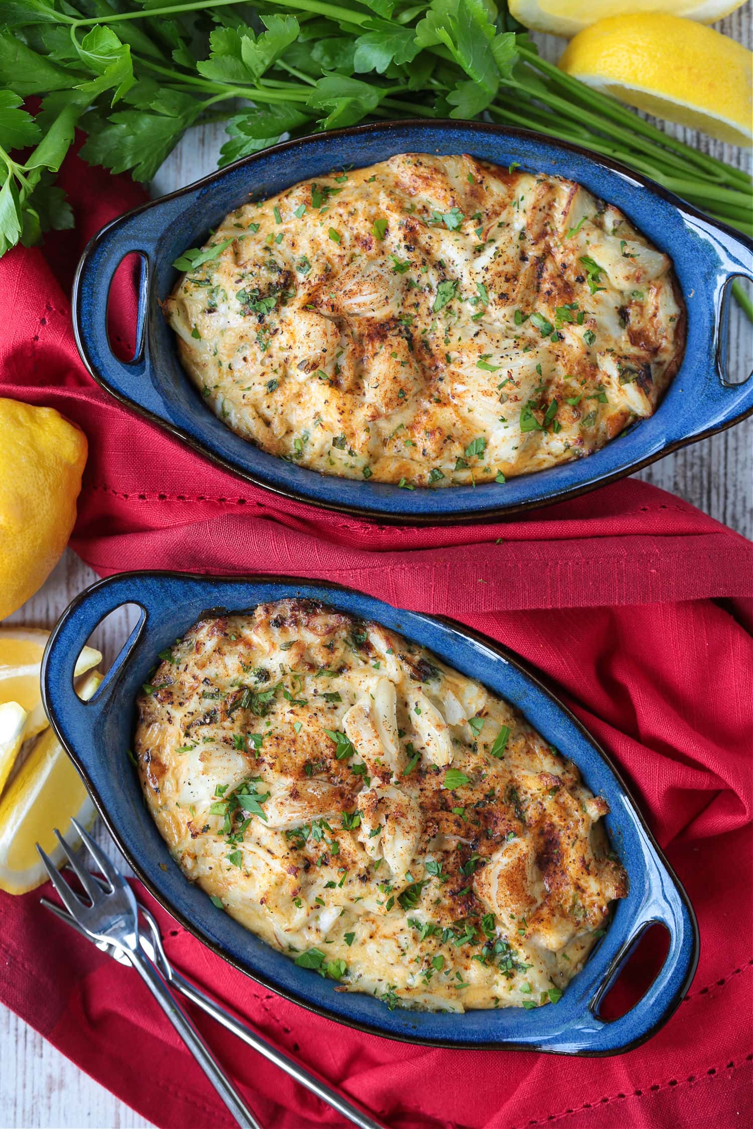 baking dishes with crab imperial