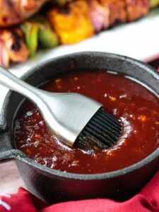 hawaiian barbecue sauce in pot with brush