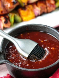 hawaiian barbecue sauce in pot with brush