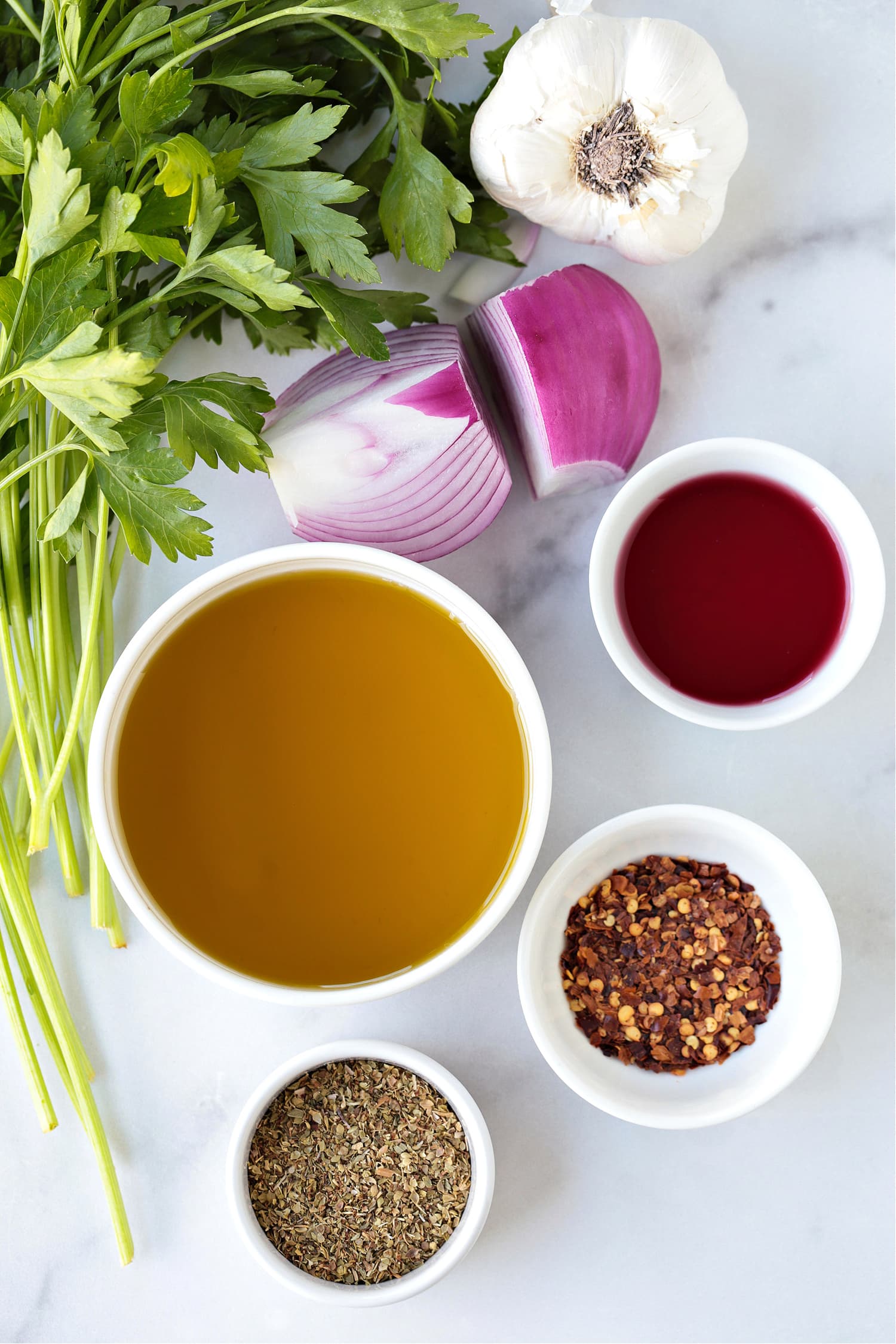 ingredients for making chimichurri sauce