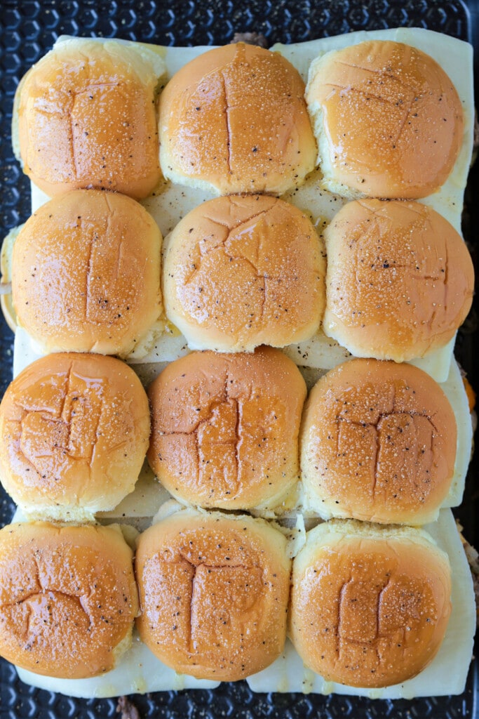 slider buns on sheet pan from the top