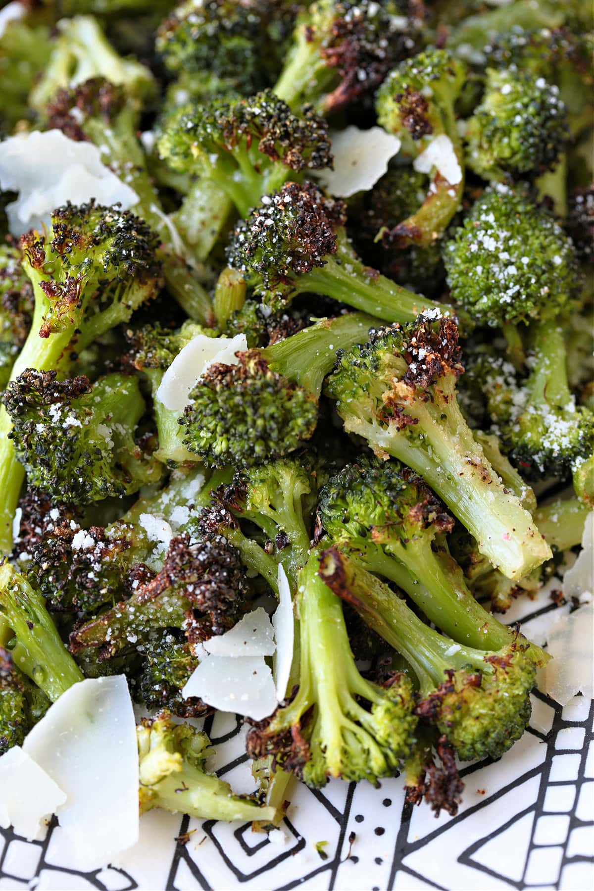 crispy broccoli florets with parmesan cheese