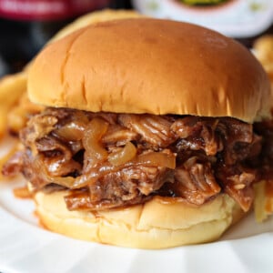 slow cooker bbq pulled pork on a bun