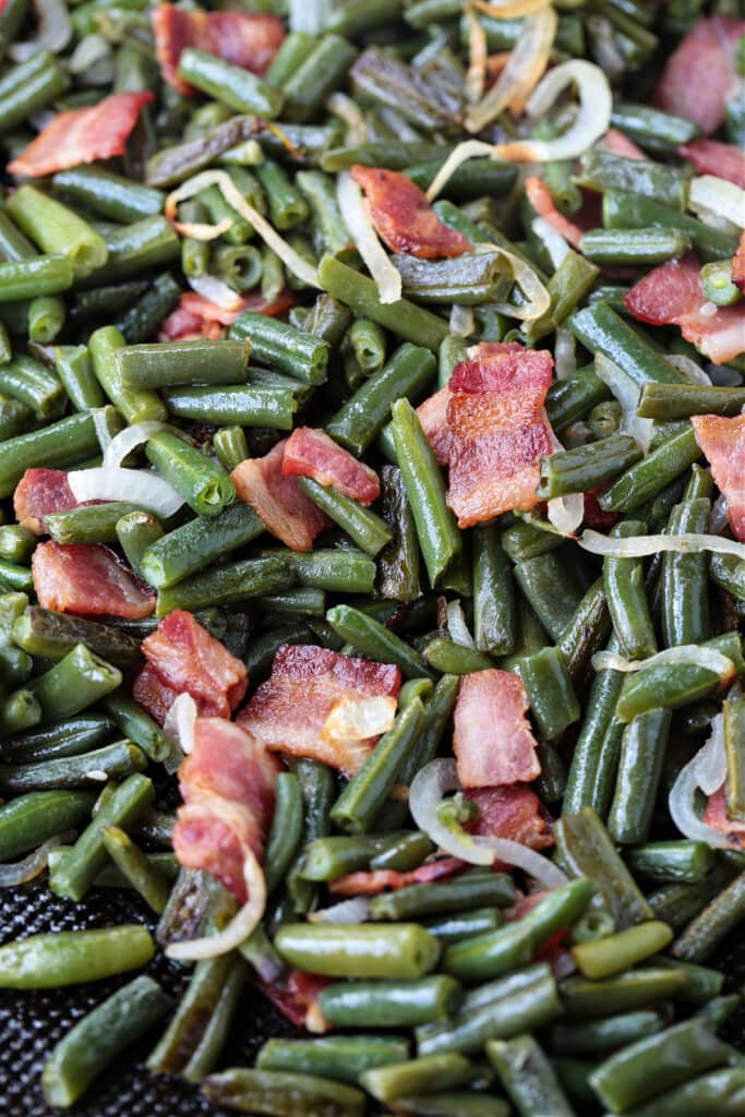 green beans with diced bacon and onions
