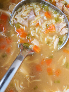 chicken soup made with rotisserie chicken stock