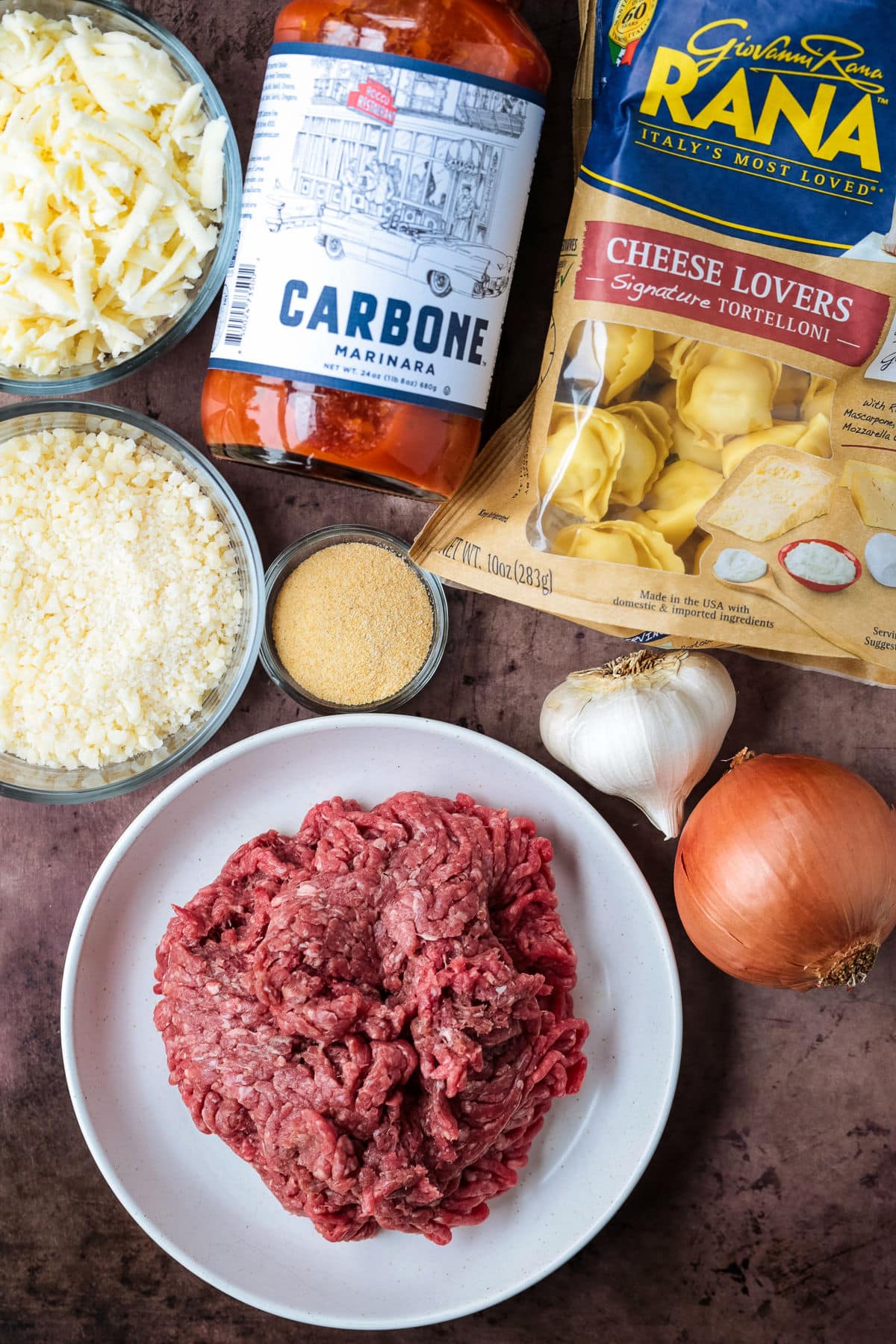 ingredients for making tortellini casserole