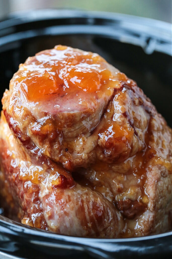 ham with peach glaze in slow cooker