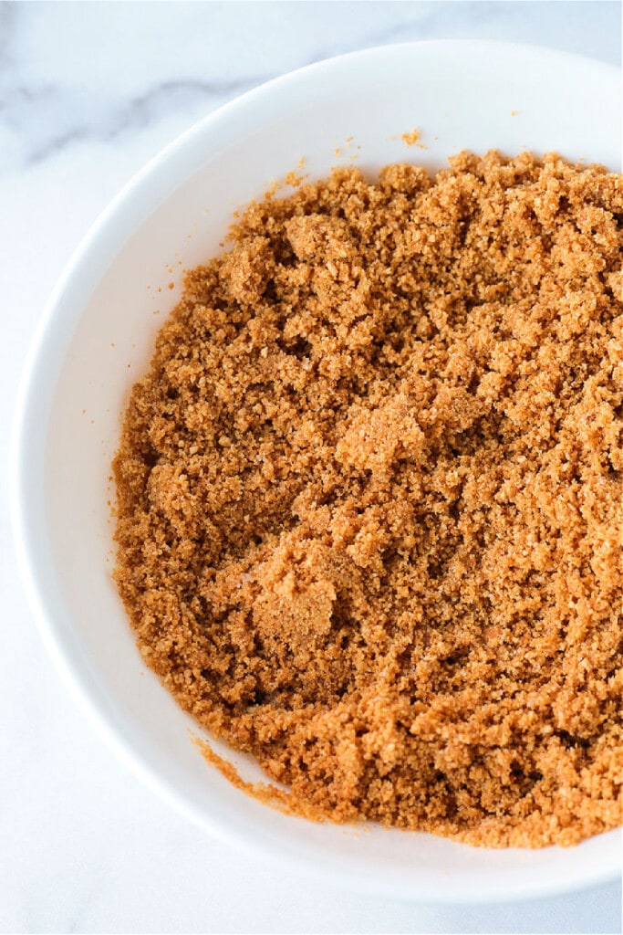 graham cracker crust in a bowl