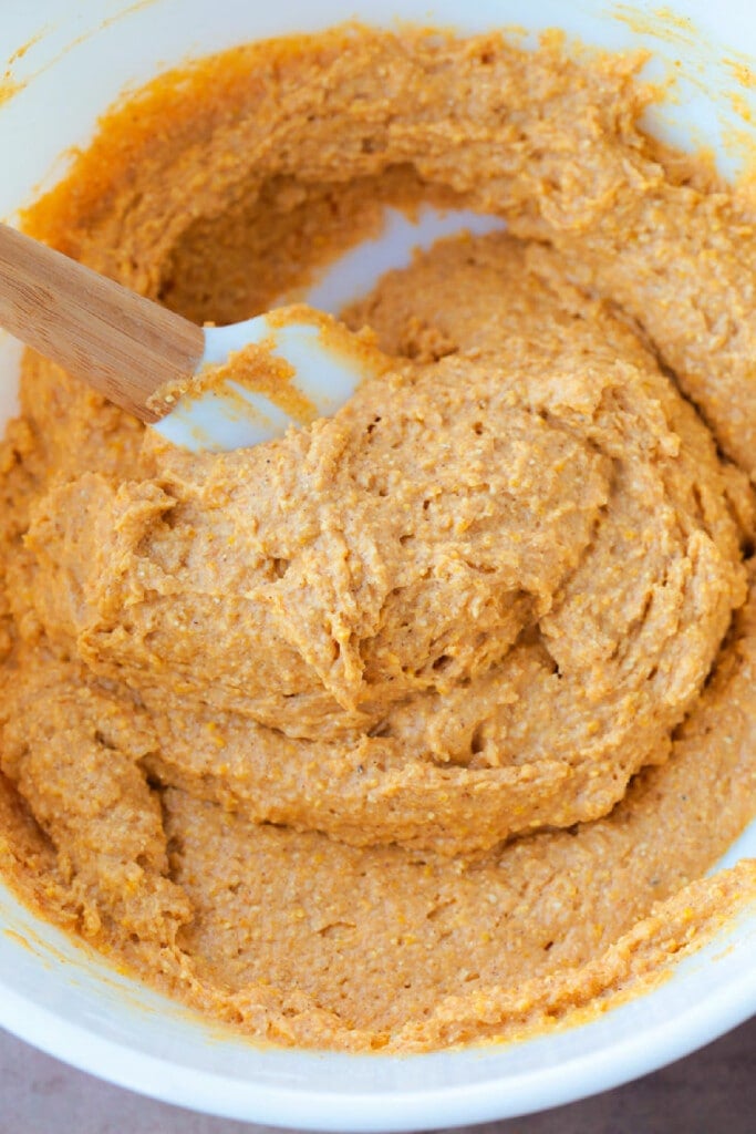 This Pumpkin Cornbread is giving all the fall vibes! Insanely moist and flavorful, with the perfect amount of pumpkin spice flavor! batter for making cornbread recipe with pumpkin