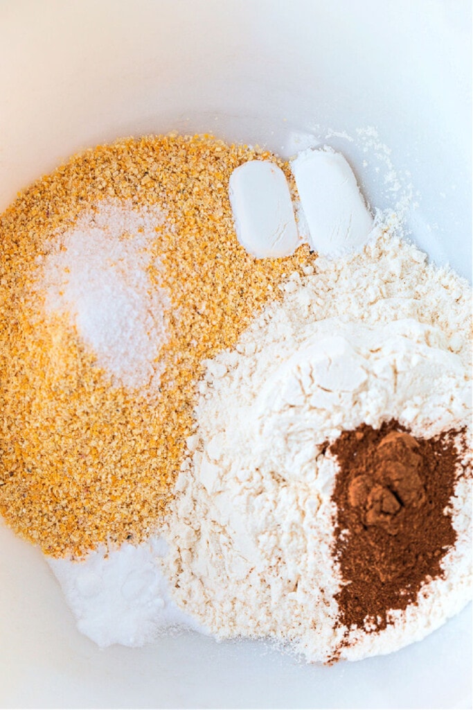 dry ingredients for making pumpkin cornbread