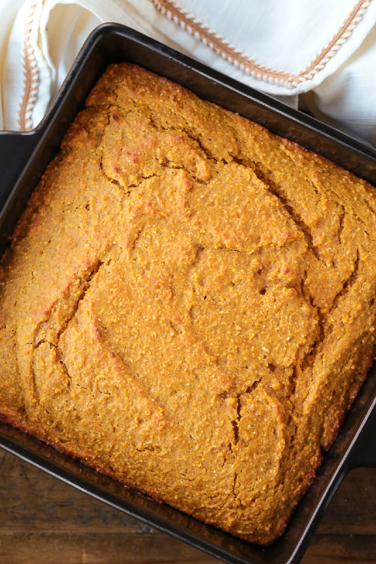 pumpkin cornbread after baking
