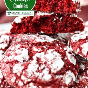 pinterest image for red velvet crinkle cookies