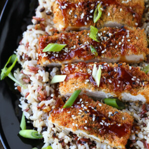 chicken katsu sliced over rice