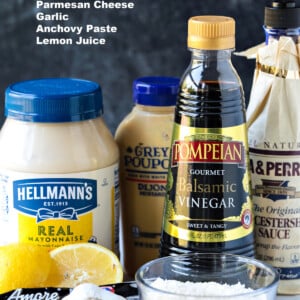 ingredients for creamy caesar dressing