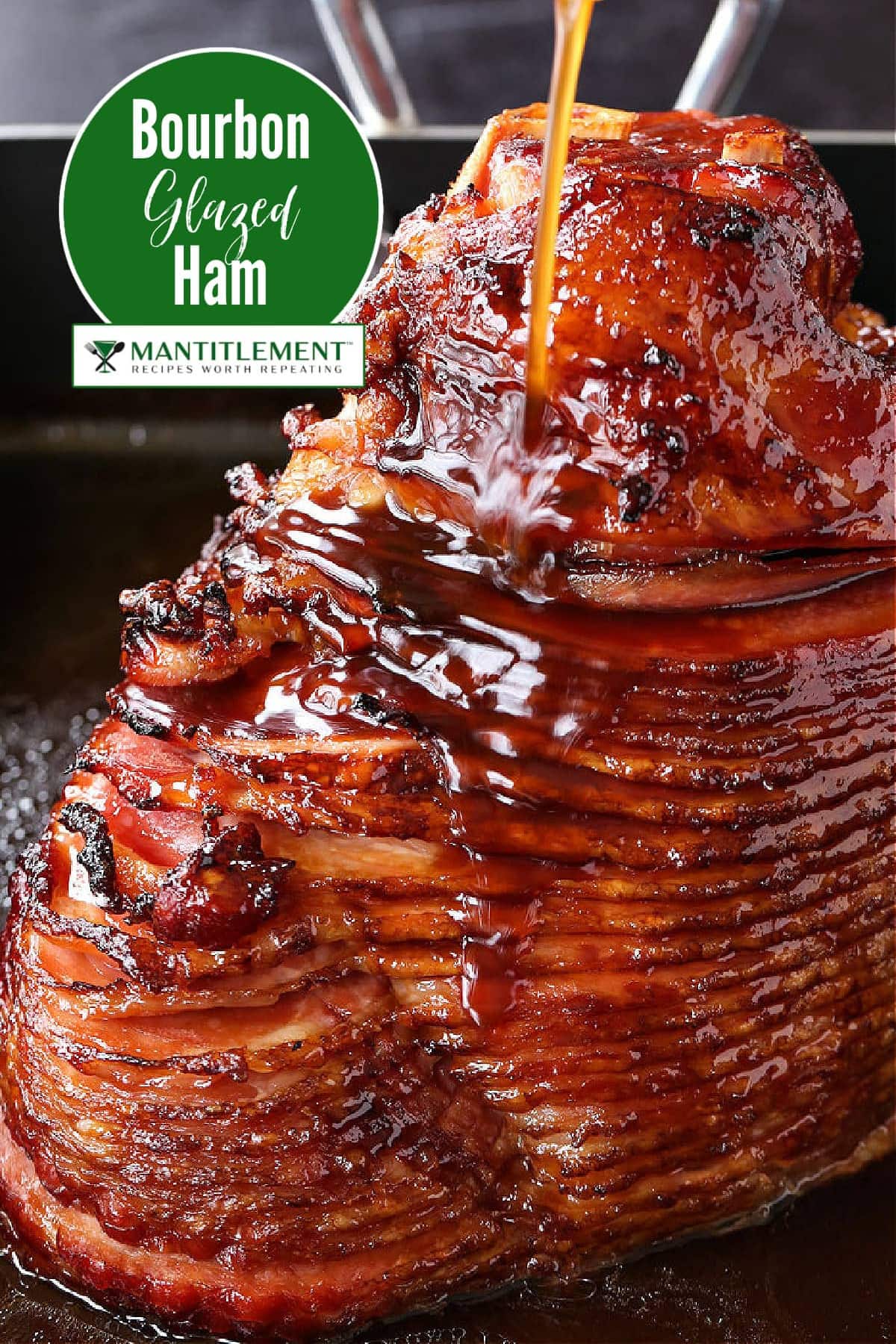 Bourbon Glazed Ham is a holiday favorite! A sweet caramelized glaze paired with the smoky taste of bourbon baked into layers of tender ham. spiral sliced ham with bourbon glaze