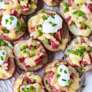 mini potatoes stuffed with corned beef and cheese