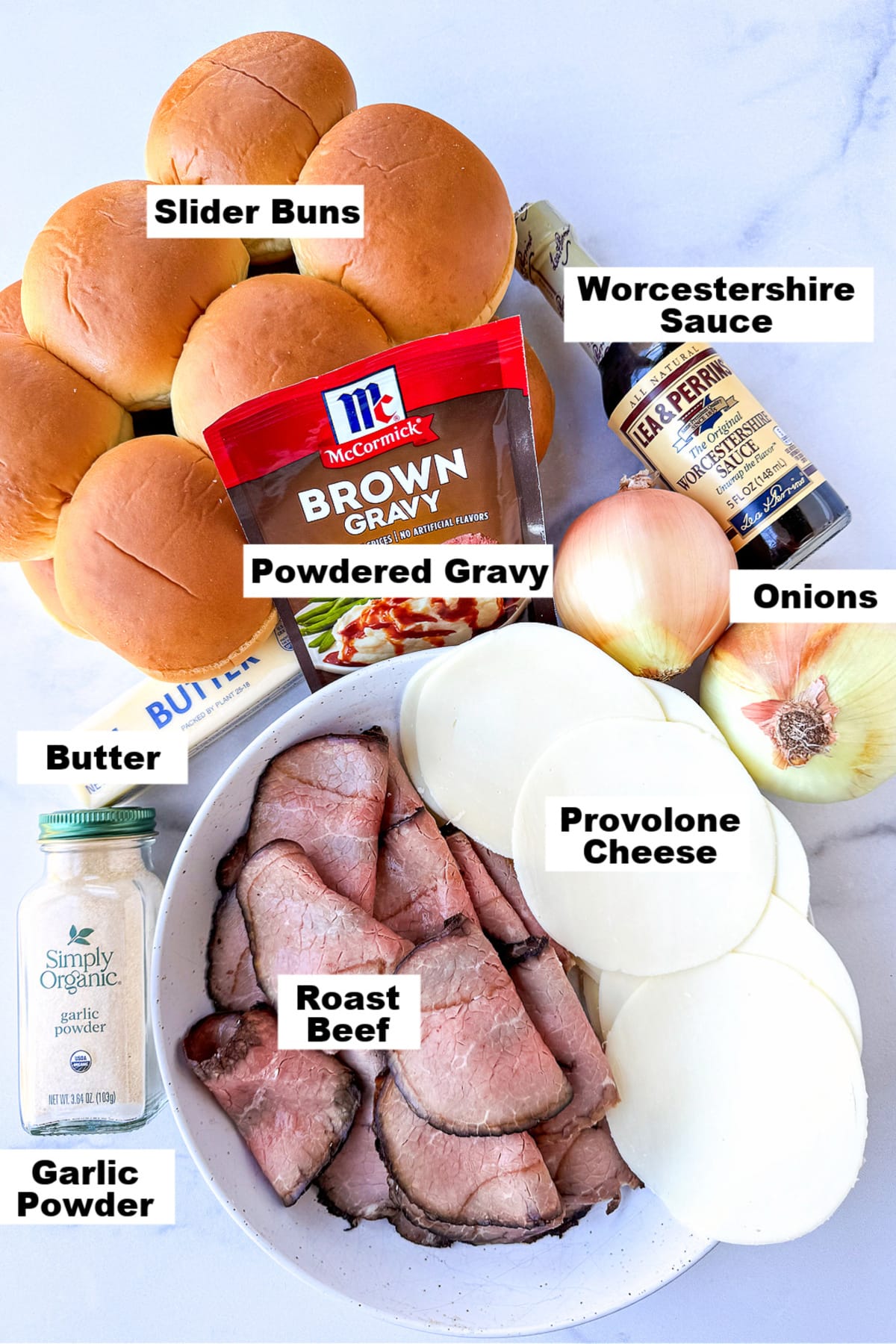 ingredients for making french dip sliders