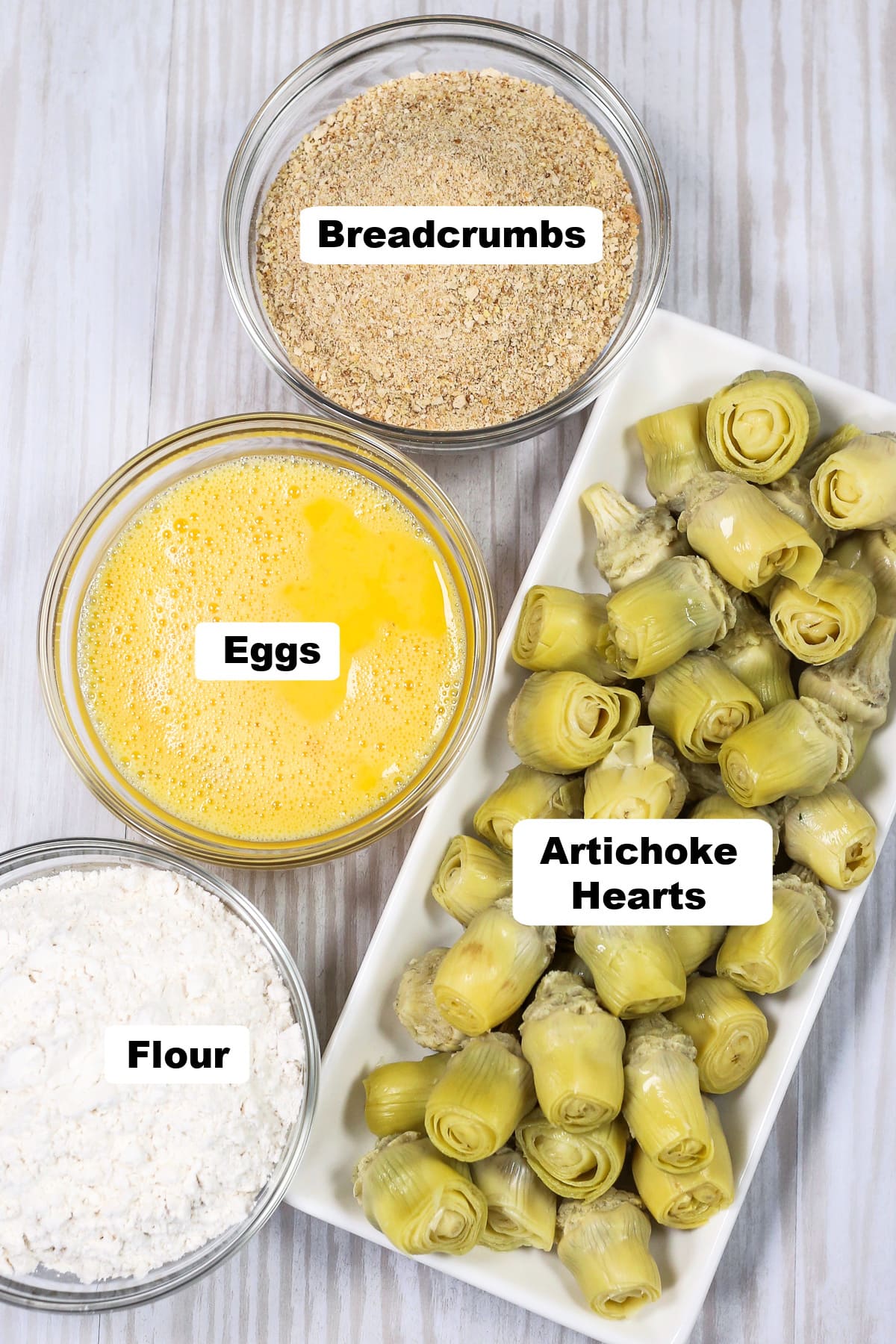ingredients for making fried artichoke hearts