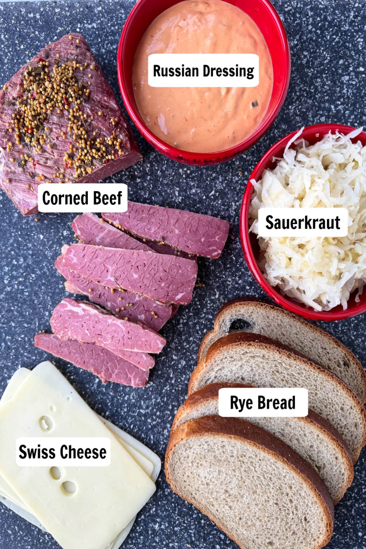 ingredients for making a reuben sandwich