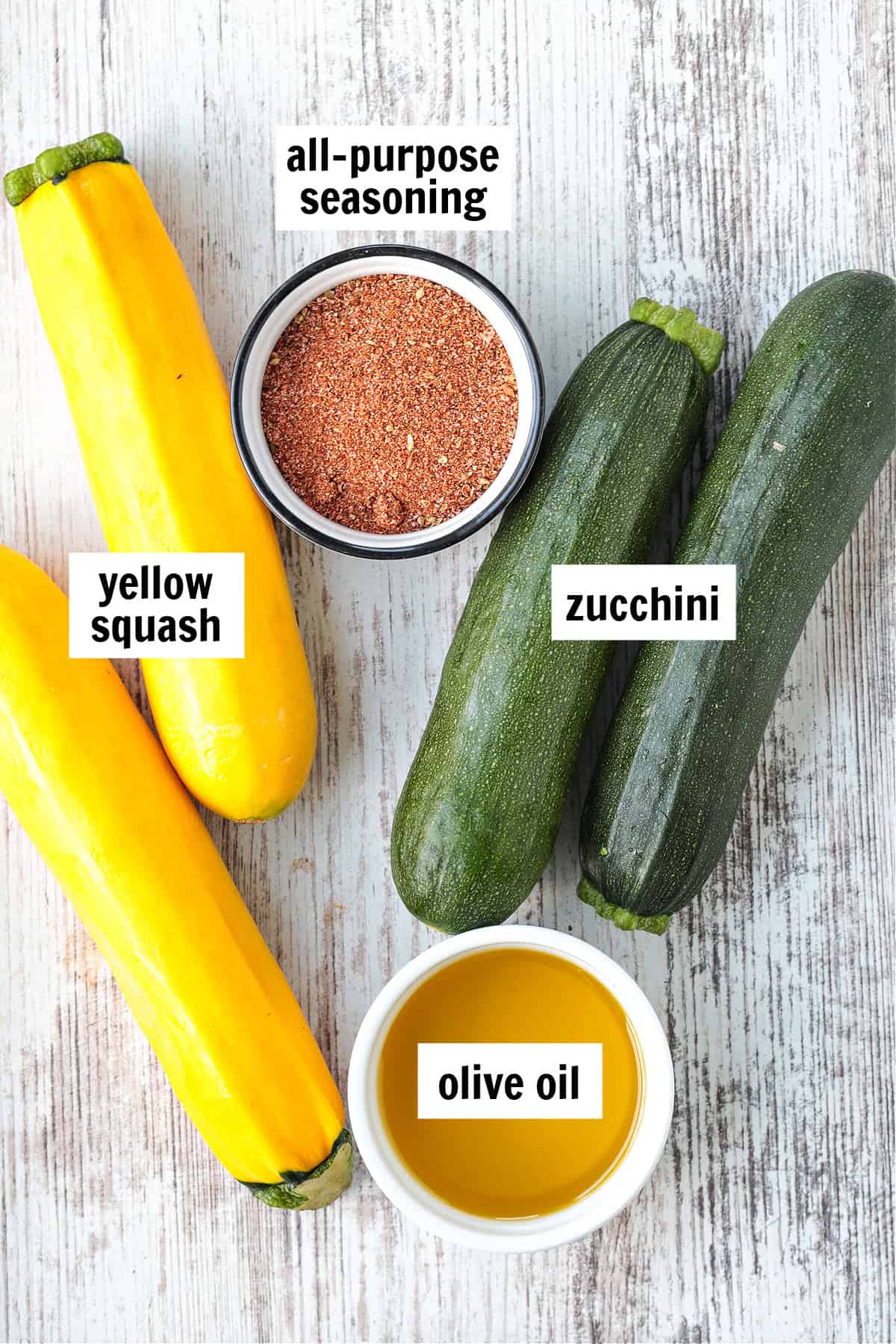 Grilled Zucchini and Squash is an easy side dish for any meal! Seasoned with our all purpose spice blend and grilled to perfection! ingredients for making grilled zucchini and squash