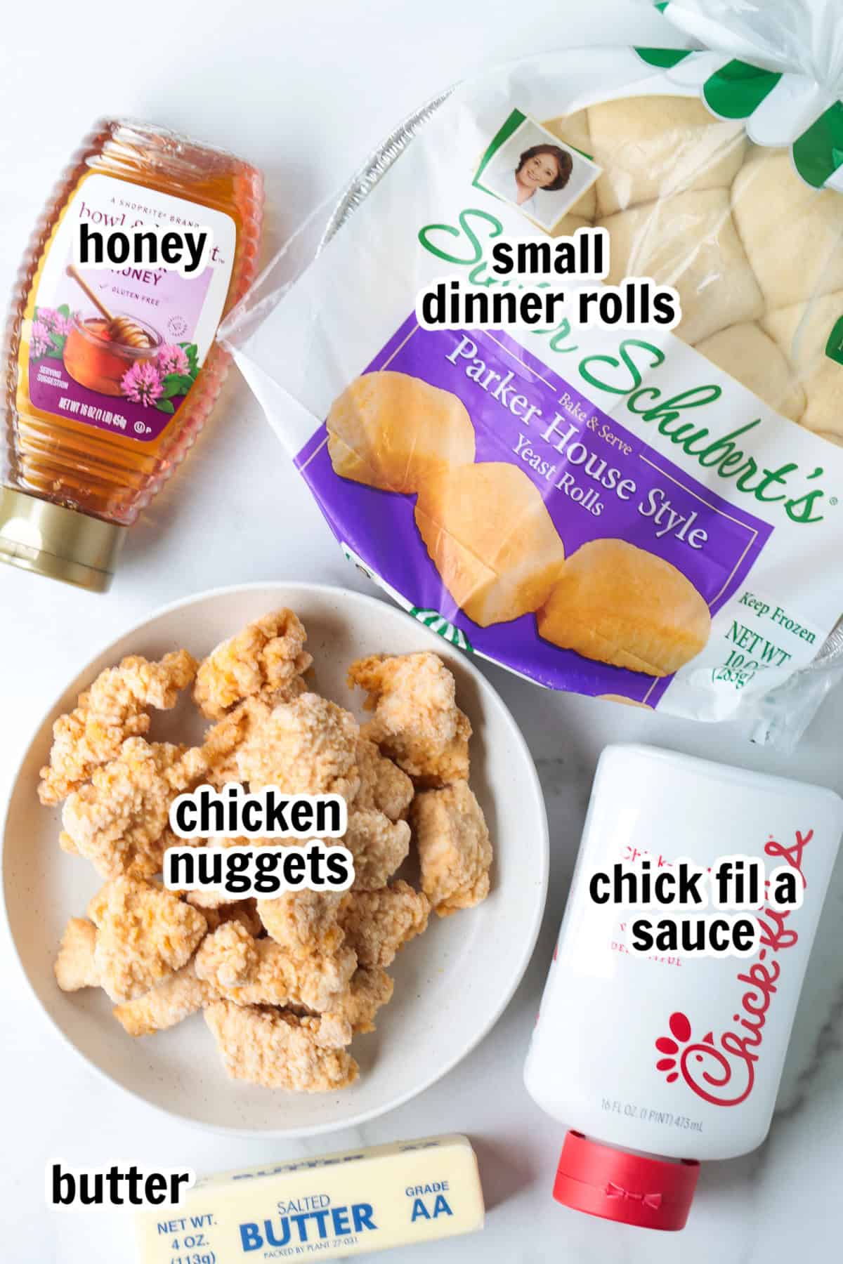 Make these Copycat Chicken Minis for your next party or game day! Just like the Chick Fil A version only better because they're homemade! ingredients for making mini chicken sliders