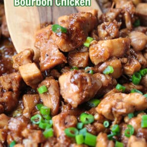 pinterest image of bourbon chicken