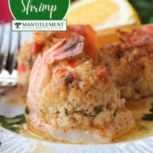 pinterest image for crab stuffed shrimp