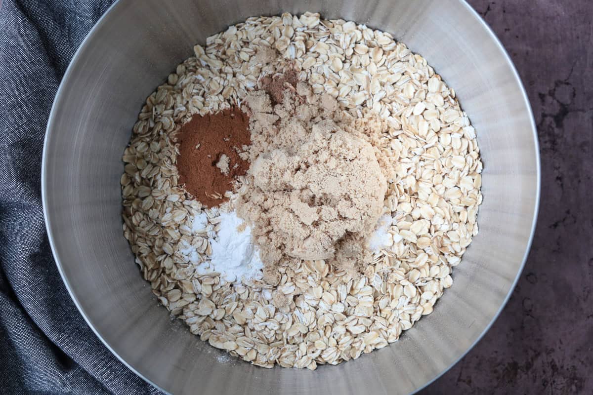 oats and spices in a silver bowl